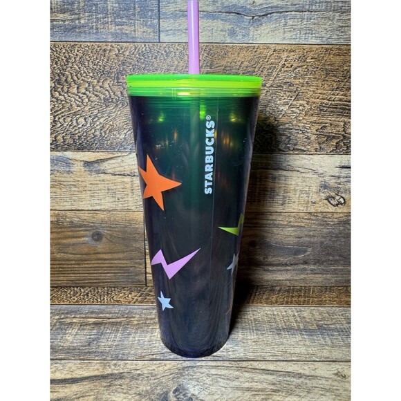 2022 Starbucks Green Stay Weird Eyeball Tumbler Venti Cold Cup With Straw - Picture 3 of 10